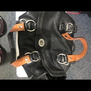 Black leather coach pocketbook